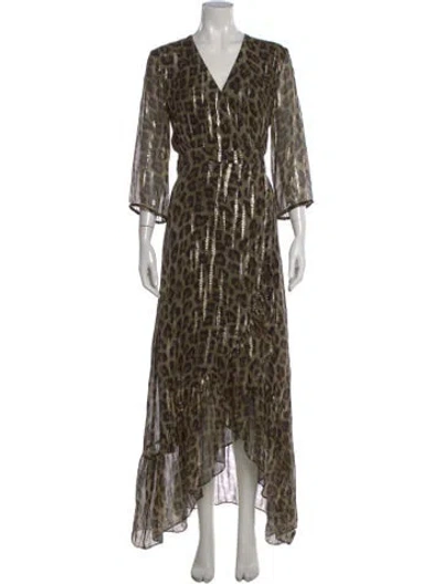 Pre-owned Ba&sh Silk Long Dress In Brown