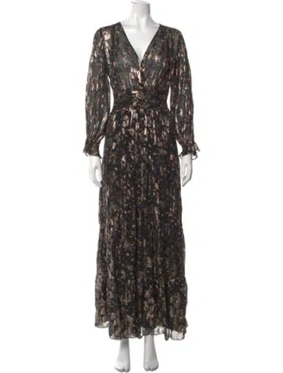 Pre-owned Ba&sh Silk Long Dress In Metallic/purple