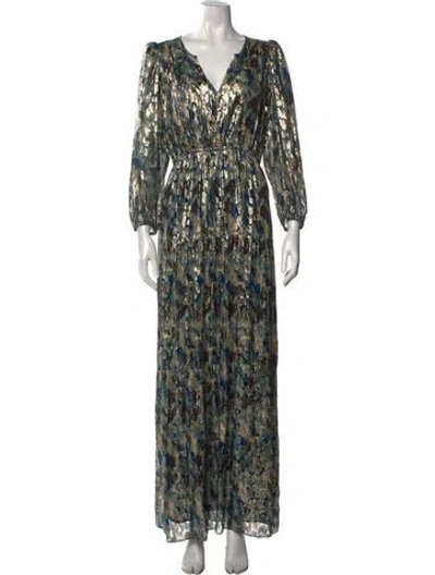 Pre-owned Ba&sh Silk Long Dress In Multicolor