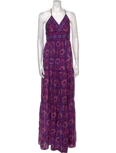 Pre-owned Ba&sh Silk Long Dress In Purple