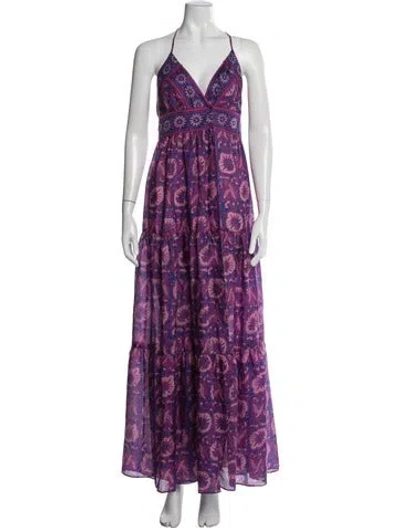 Pre-owned Ba&sh Silk Long Dress In Purple