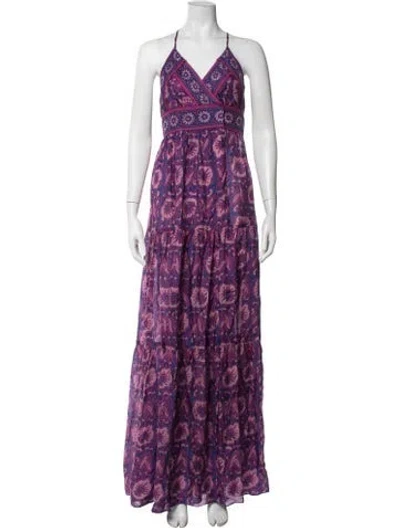 Pre-owned Ba&sh Silk Long Dress In Purple