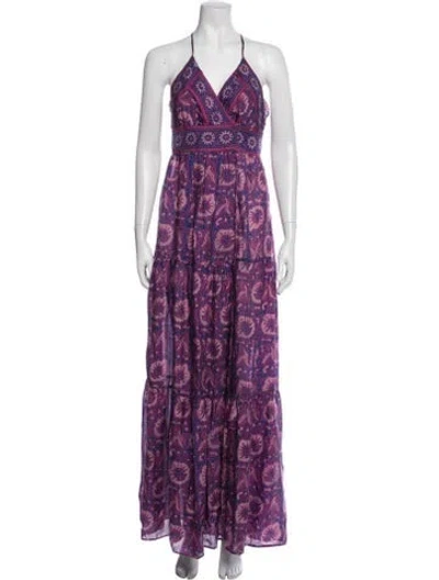 Pre-owned Ba&sh Silk Long Dress In Purple