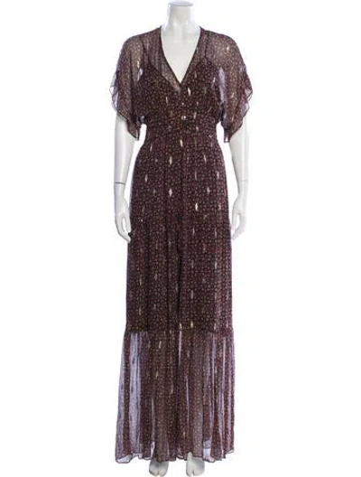 Pre-owned Ba&sh Silk Long Dress In Red