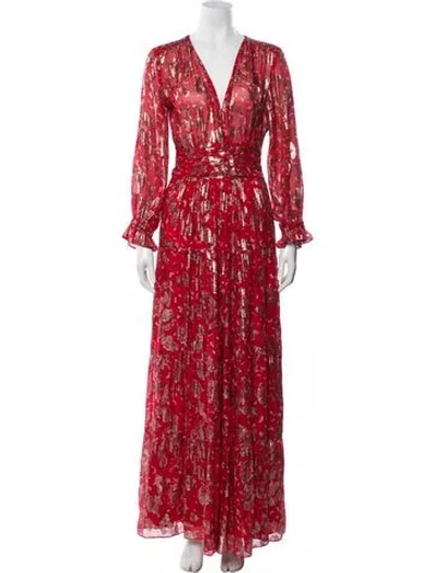 Pre-owned Ba&sh Silk Long Dress In Red