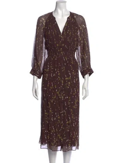 Pre-owned Ba&sh Silk Long Dress W/ Tags In Brown