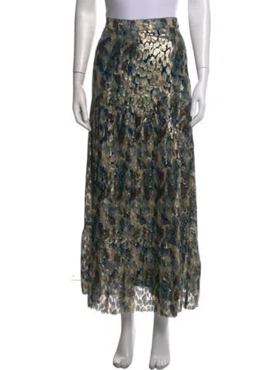Pre-owned Ba&sh Silk Long Skirt In Blue/metallic