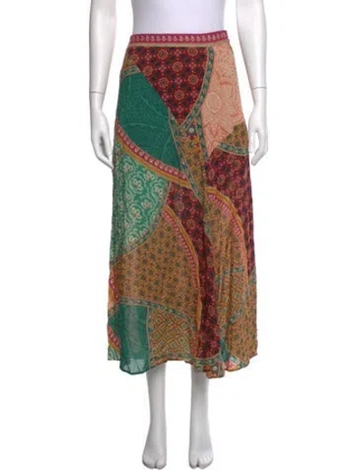 Pre-owned Ba&sh Silk Long Skirt In Green