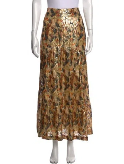 Pre-owned Ba&sh Silk Long Skirt In Metallic/neutrals