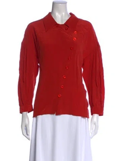Pre-owned Ba&sh Silk Long Sleeve Blouse In Red