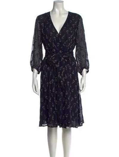 Pre-owned Ba&sh Silk Midi Length Dress In Black/blue