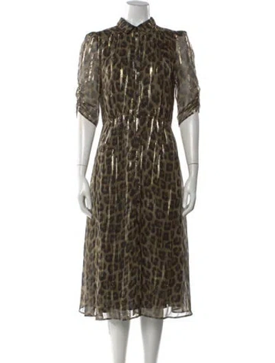 Pre-owned Ba&sh Silk Midi Length Dress In Gold