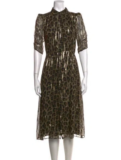Pre-owned Ba&sh Silk Midi Length Dress In Gold