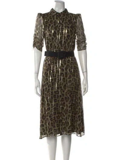 Pre-owned Ba&sh Silk Midi Length Dress In Gold