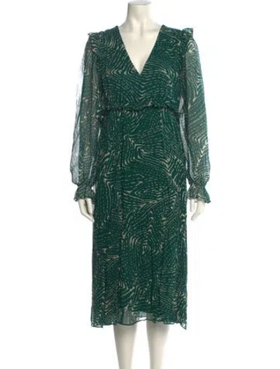 Pre-owned Ba&sh Silk Midi Length Dress In Green