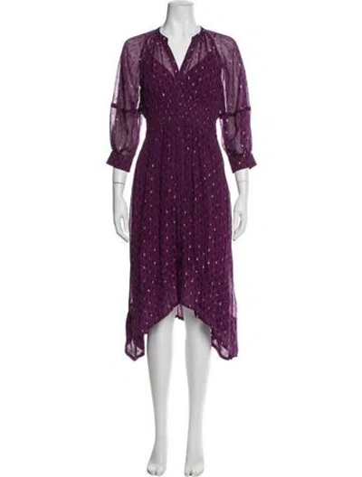 Pre-owned Ba&sh Silk Midi Length Dress In Purple
