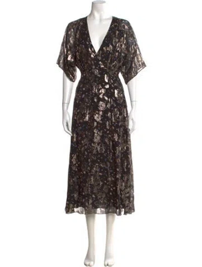 Pre-owned Ba&sh Silk Midi Length Dress W/ Tags In Multi