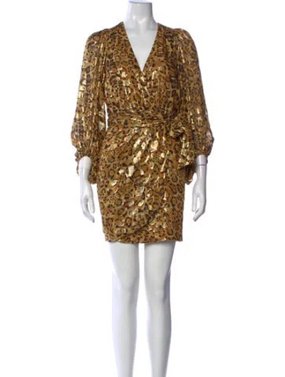 Pre-owned Ba&sh Silk Mini Dress In Gold