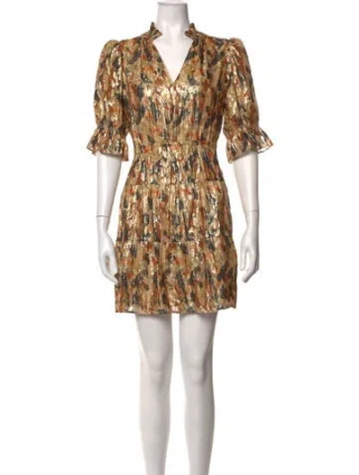 Pre-owned Ba&sh Silk Mini Dress In Metallic/neutrals
