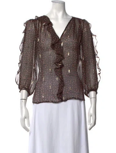Pre-owned Ba&sh Silk Printed Blouse In Black