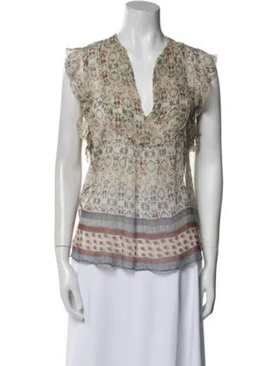 Pre-owned Ba&sh Silk Printed Blouse In Blue