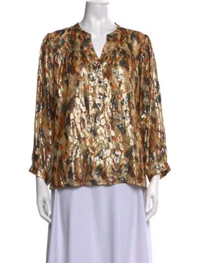Pre-owned Ba&sh Silk Printed Blouse In Metallic/neutrals