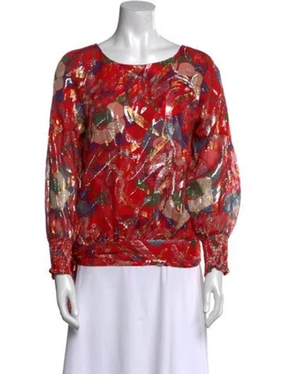Pre-owned Ba&sh Silk Printed Blouse In Red