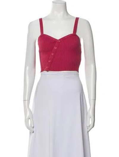 Pre-owned Ba&sh Silk Square Neckline Crop Top In Blue