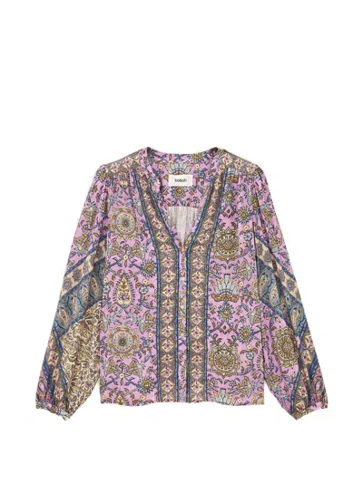Ba&sh Long Sleeves Henley Collar Shirt Simi For Women In Pink