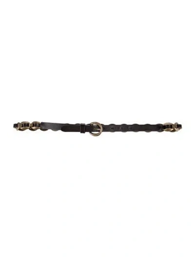 Pre-owned Ba&sh Skinny Leather Belt In Brown/gold