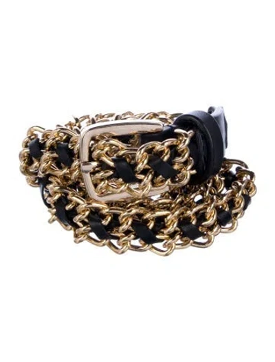 Pre-owned Ba&sh Skinny Leather Chain-link Belt In Black