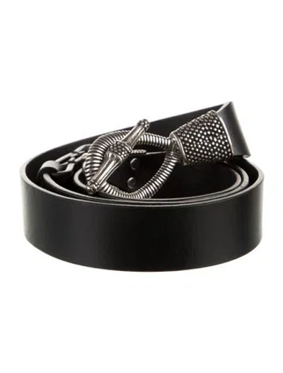 Pre-owned Ba&sh Skinny Leather Waist Belt In Black