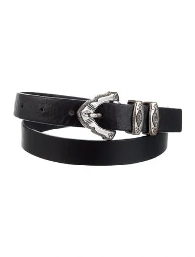 Pre-owned Ba&sh Skinny Leather Waist Belt In Black