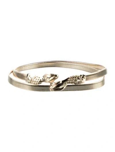 Pre-owned Ba&sh Skinny Metal Waist Belt In Gold