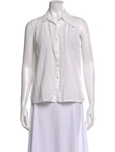 Pre-owned Ba&sh Sleeveless Button-up Top In White