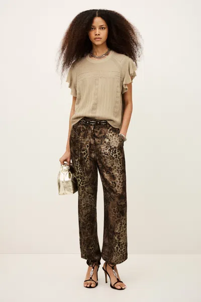 Ba&sh Sleeves Round Collar Top Piera For Women In Gold