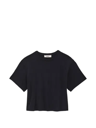 Ba&sh Slogan-print Cropped T-shirt In Blue