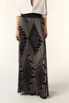 Ba&sh Sow Geometric Print Plisse Maxi Skirt In Black