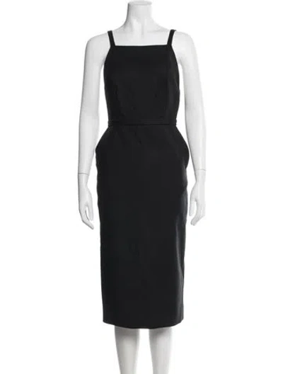 Pre-owned Ba&sh Square Neckline Knee-length Dress In Black