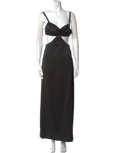 Pre-owned Ba&sh Square Neckline Long Dress In Black