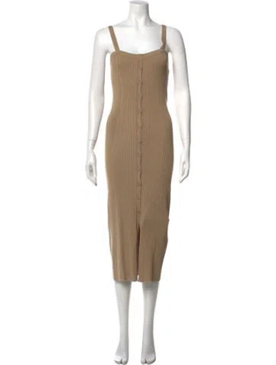 Pre-owned Ba&sh Square Neckline Long Dress In Neutral
