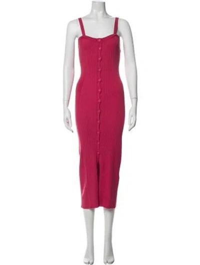 Pre-owned Ba&sh Square Neckline Long Dress In Pink