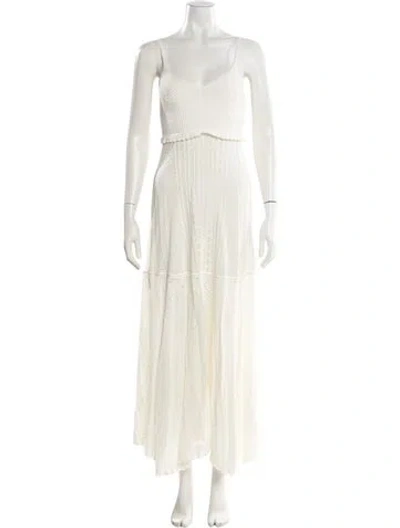 Pre-owned Ba&sh Square Neckline Long Dress W/ Tags In White