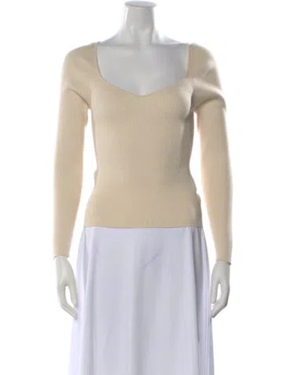 Pre-owned Ba&sh Square Neckline Long Sleeve Top In Neutral