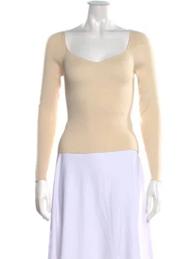 Pre-owned Ba&sh Square Neckline Long Sleeve Top In Neutral