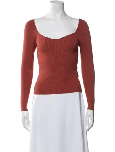 Pre-owned Ba&sh Square Neckline Long Sleeve Top In Red