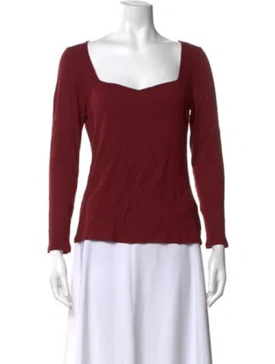 Pre-owned Ba&sh Square Neckline Long Sleeve Top In Red