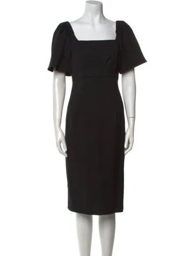 Pre-owned Ba&sh Square Neckline Midi Length Dress In Black