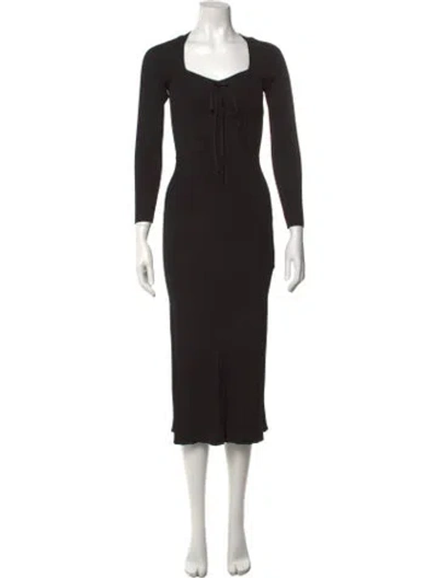 Pre-owned Ba&sh Square Neckline Midi Length Dress In Black