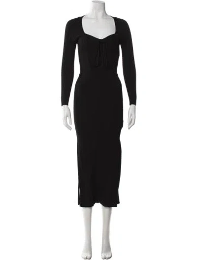 Pre-owned Ba&sh Square Neckline Midi Length Dress In Black